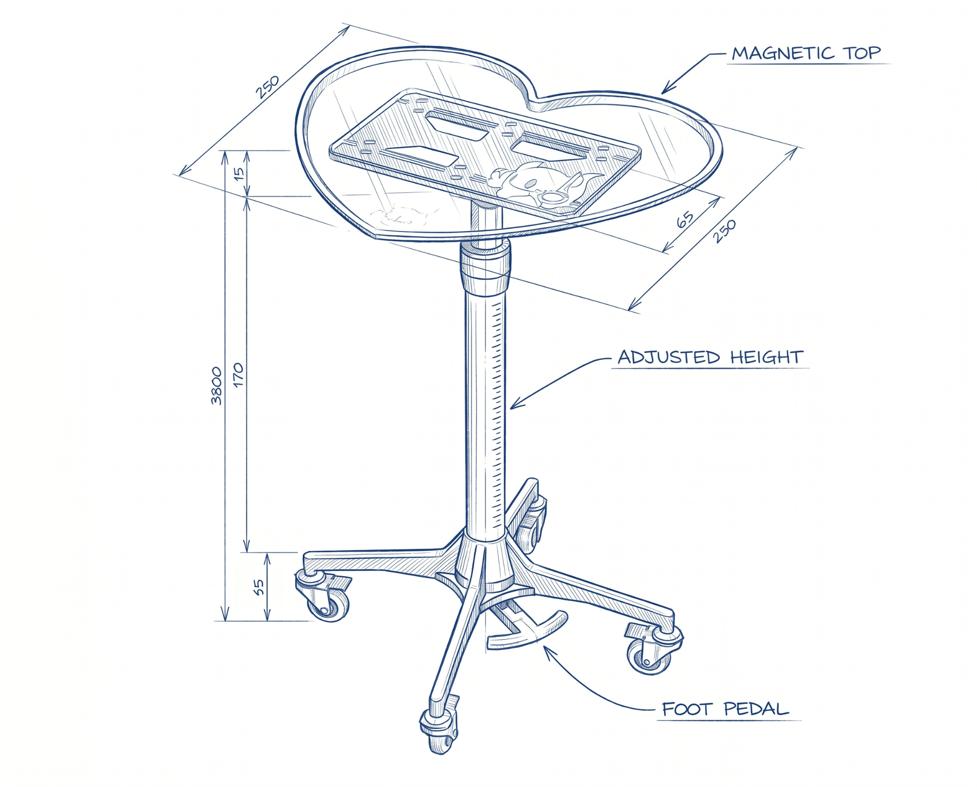 Inside Ghost — blueprint sketch of the Ghost workstation